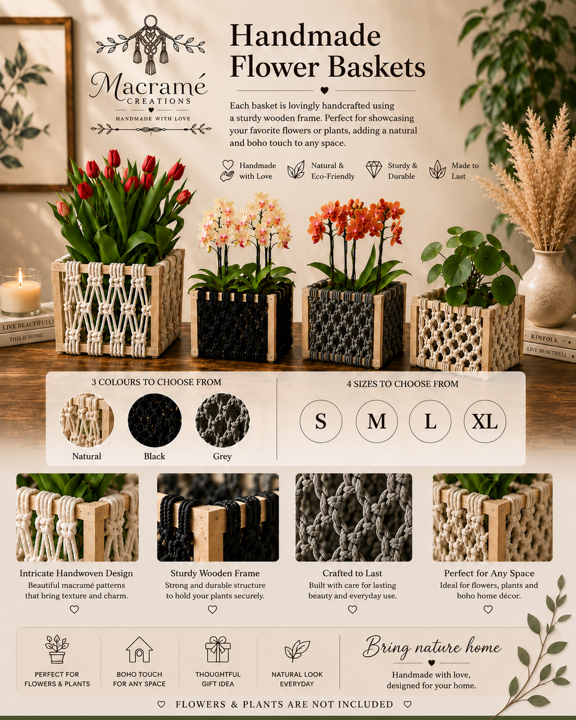 Handmade Flower Basket (Medium)